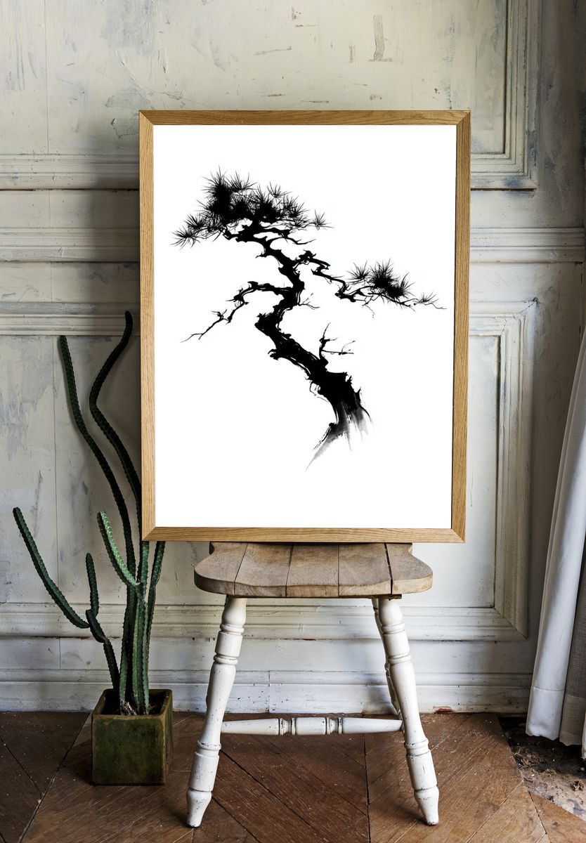 Bonsai Ink Minimalist Print. — room view 1