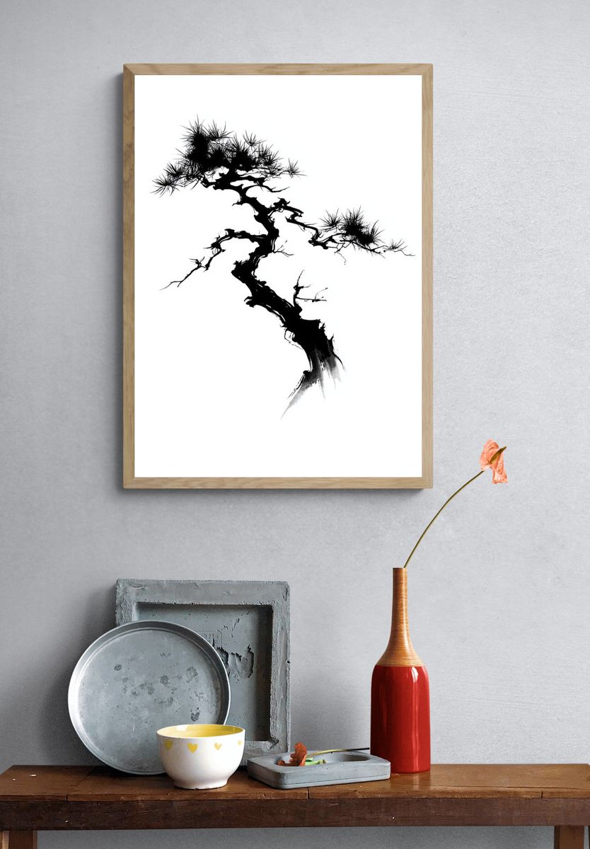 Bonsai Ink Minimalist Print. — room view 3