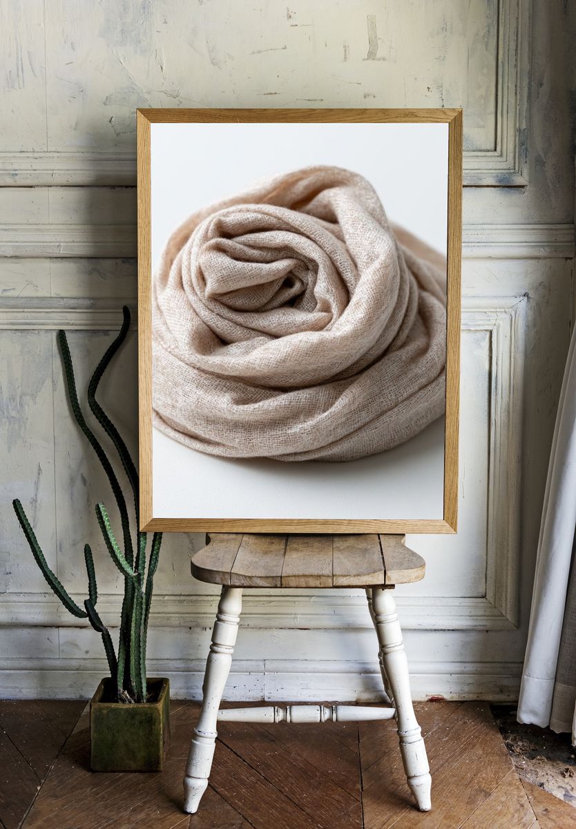 Neutral Linen Texture Poster. room preview