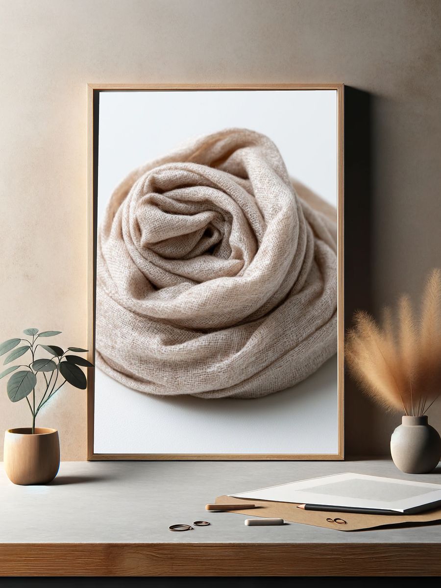 Neutral Linen Texture Poster. — room view 2