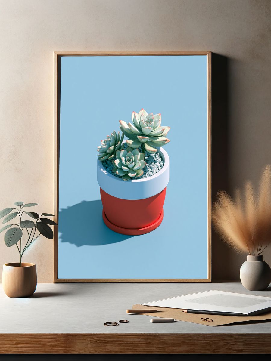 Succulent Pot Minimalist Print. — room view 2