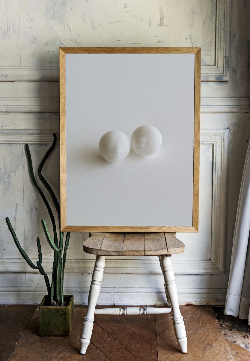 Minimal White Face Study Poster. room preview