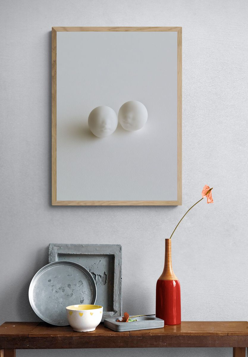 Minimal White Face Study Poster. — room view 3