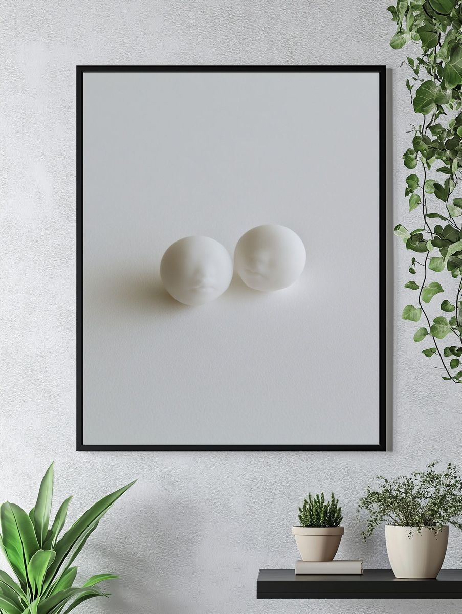 Minimal White Face Study Poster. — room view 4