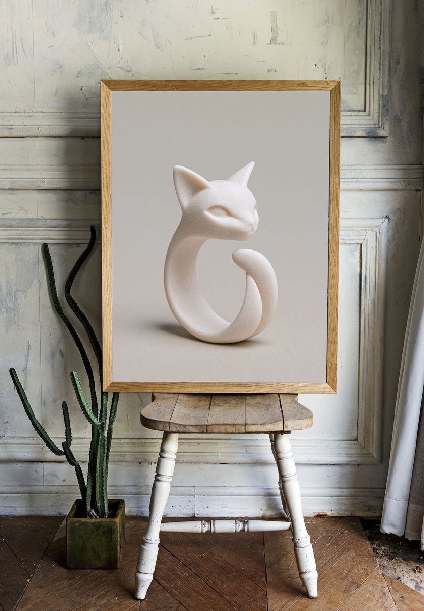 Minimal Cat Sculpture Poster. — room view 1