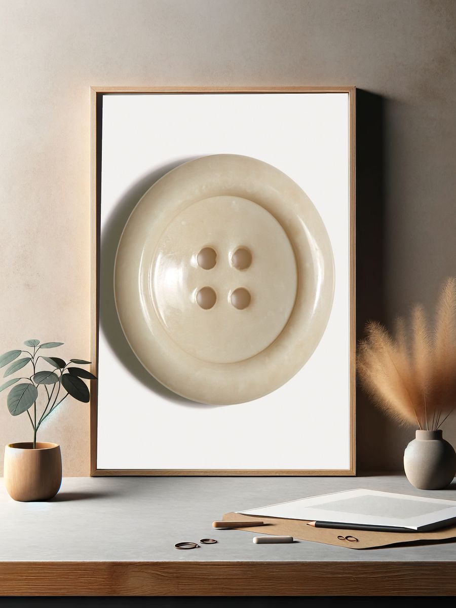 Minimal Beige Button Print. — room view 2