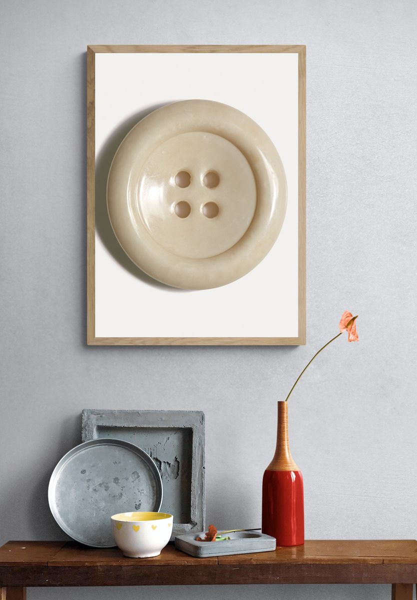 Minimal Beige Button Print. — room view 3