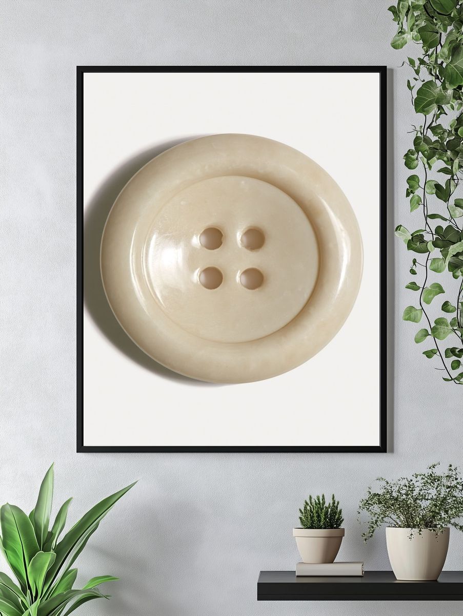 Minimal Beige Button Print. — room view 4