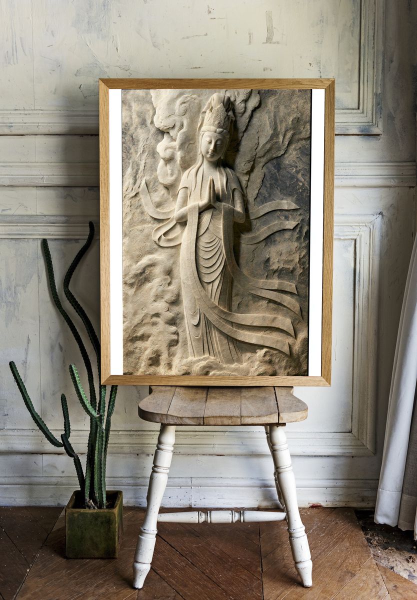 Buddhist Stone Relief Poster. — room view 1