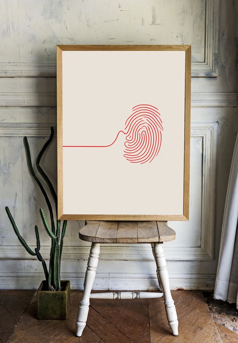 Fingerprint Line Art Poster. — room view 1