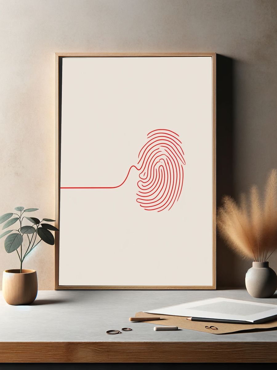 Fingerprint Line Art Poster. — room view 2