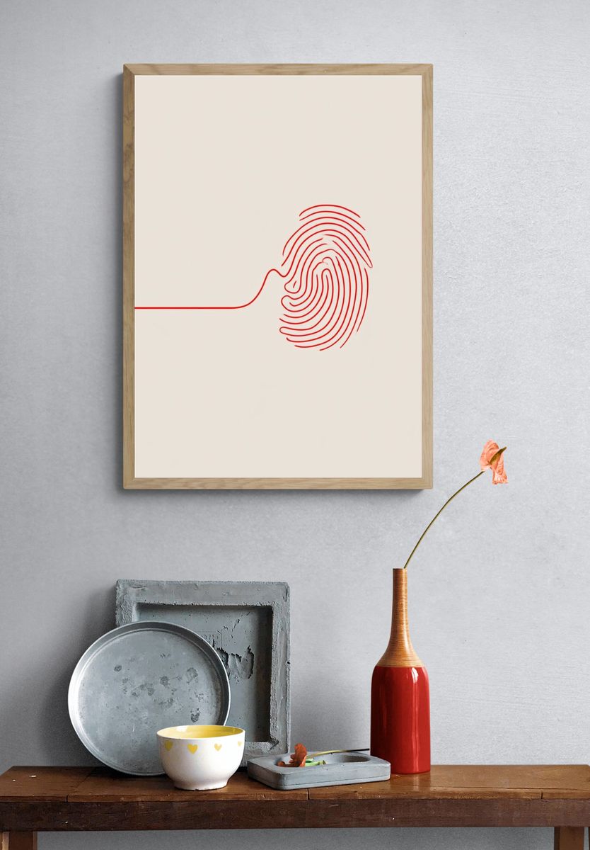 Fingerprint Line Art Poster. — room view 3