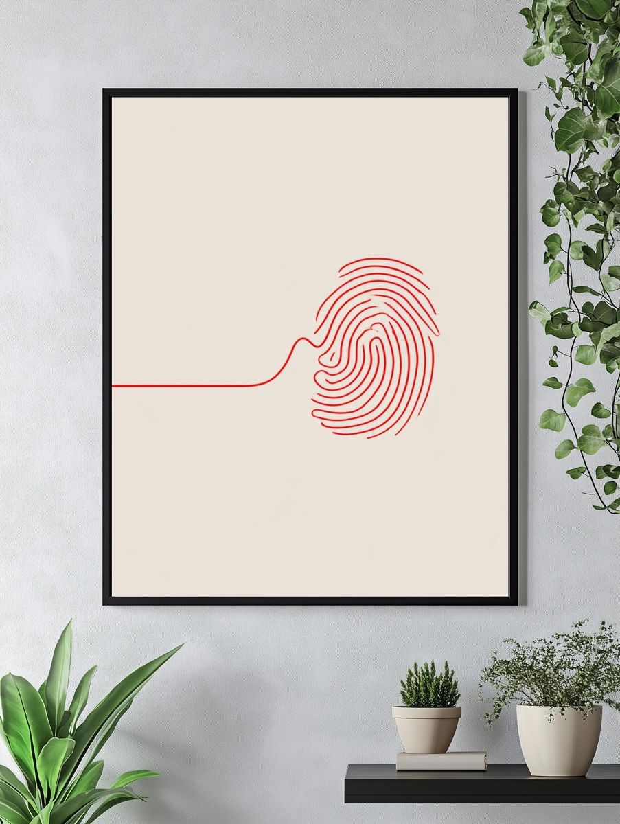 Fingerprint Line Art Poster. — room view 4