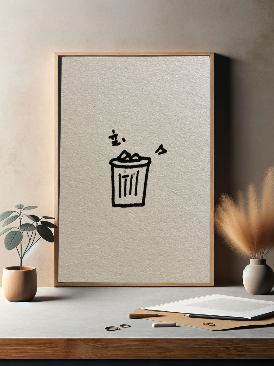 Minimal Trash Can Line Art Poster. — room view 2