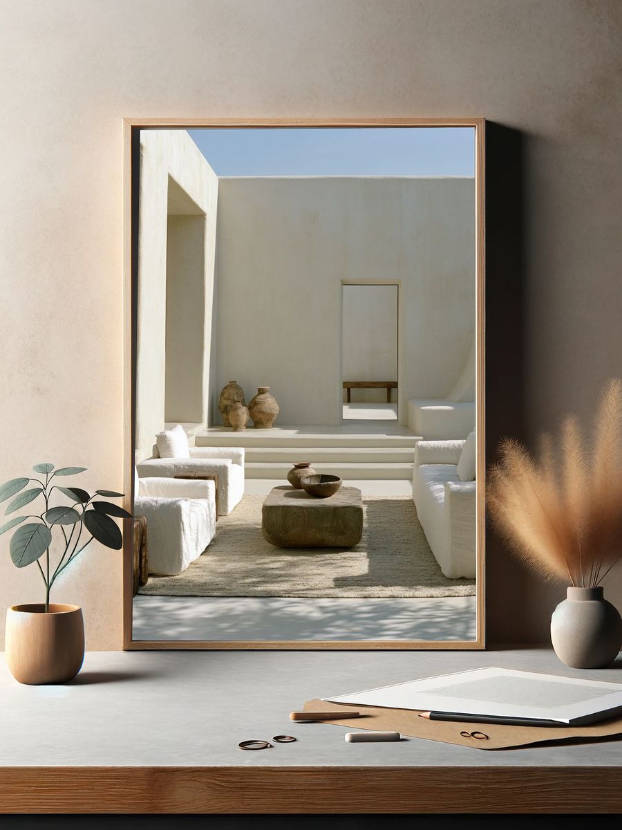 Minimalist Courtyard Interior Print. — room view 2