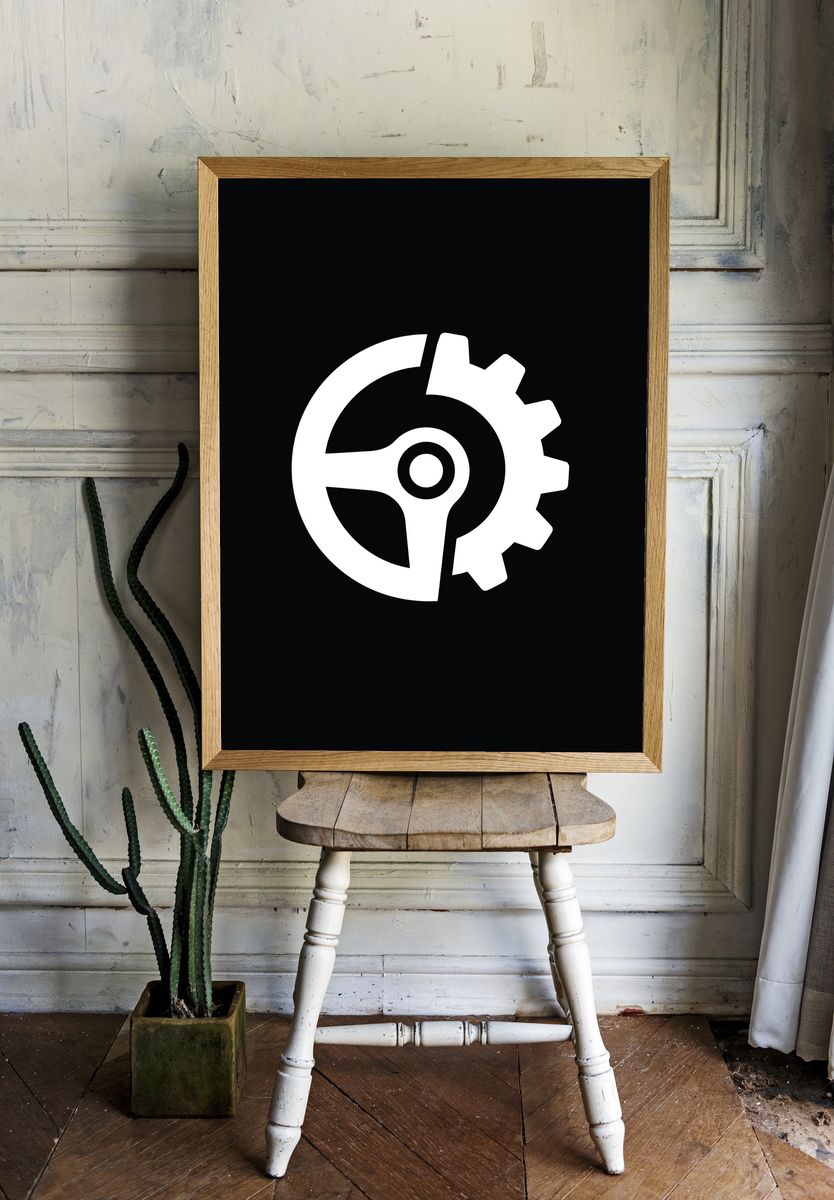 Steering Gear Minimalist Poster. — room view 1