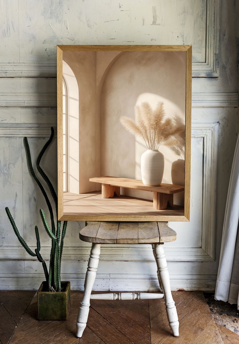 Minimalist Interior with Pampas Grass — Art Print. — room view 1