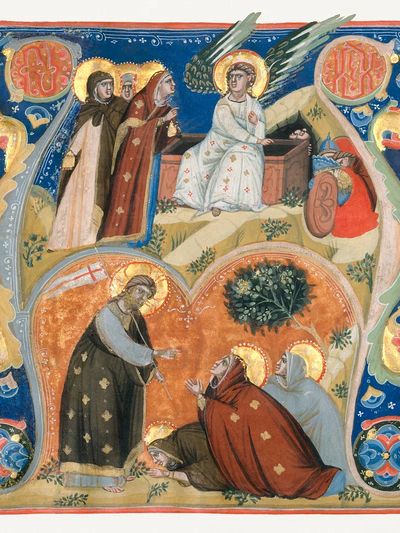 Manuscript Illumination Scenes Easter Initial. poster print