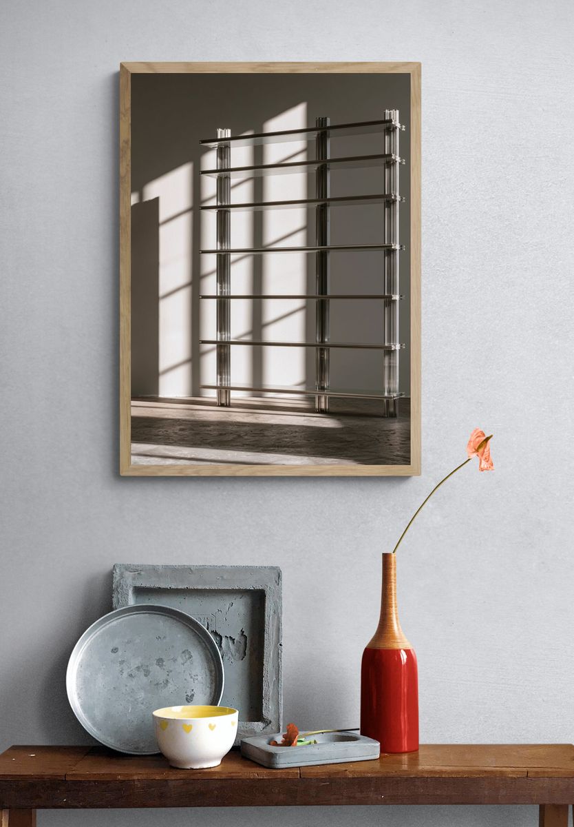 Minimalist Sunlit Shelf Poster. — room view 3