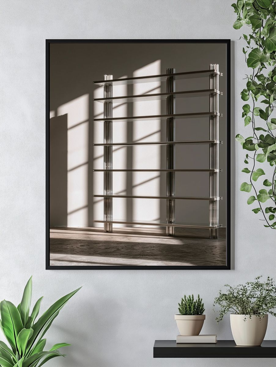 Minimalist Sunlit Shelf Poster. — room view 4