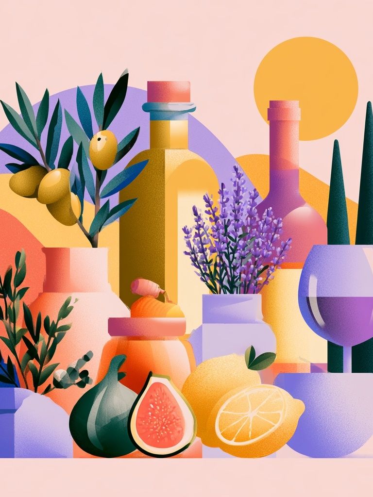 Mediterranean Still Life Illustration Poster. poster detail