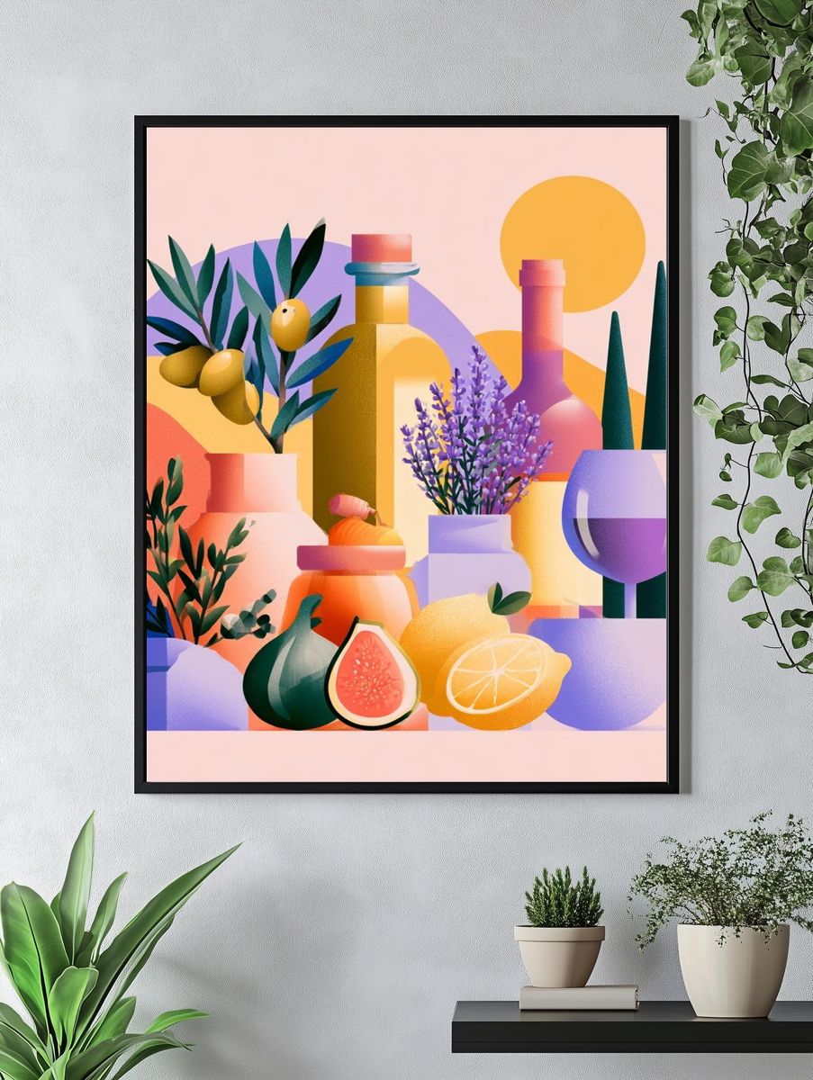 Mediterranean Still Life Illustration Poster. — room view 4