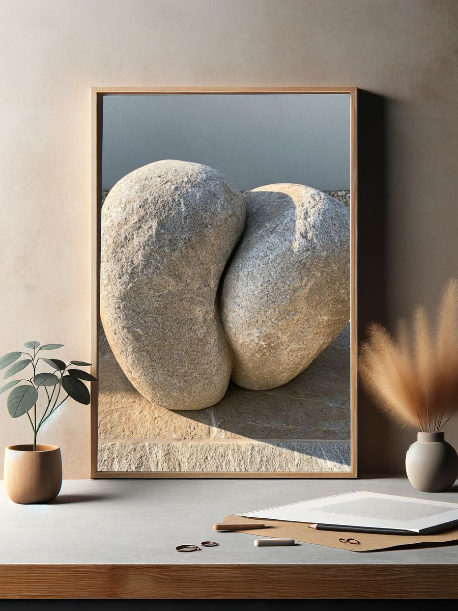 Stone Heart Sculpture Print. — room view 2