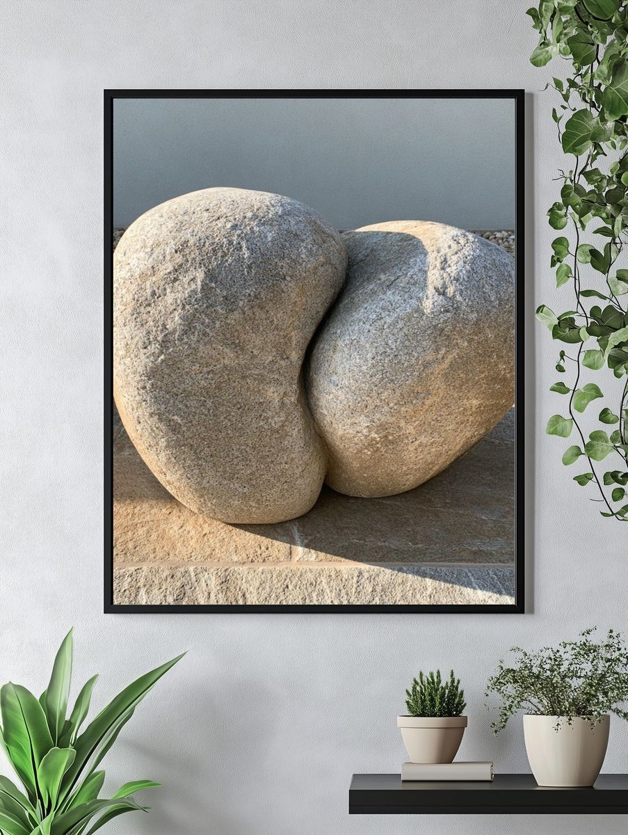Stone Heart Sculpture Print. — room view 4