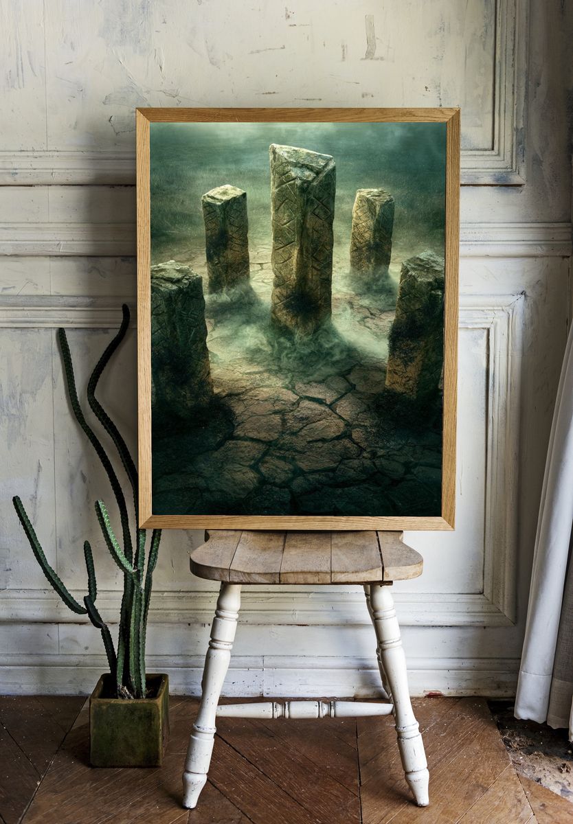 Mystic Stone Circle Illustration Poster. room preview