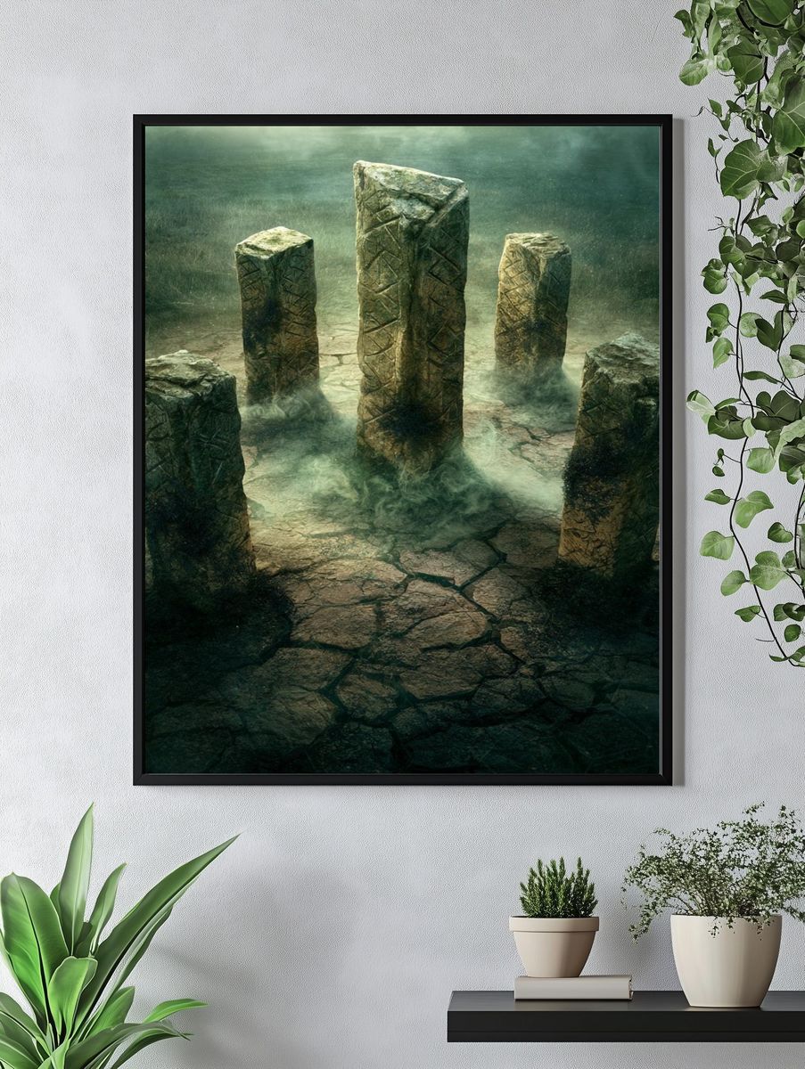 Mystic Stone Circle Illustration Poster. — room view 4