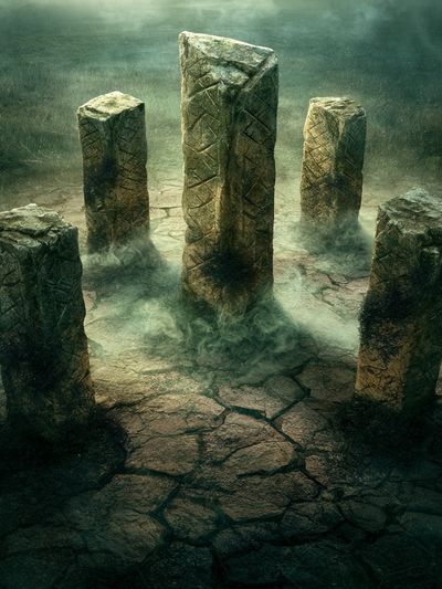 Mystic Stone Circle Illustration Poster.