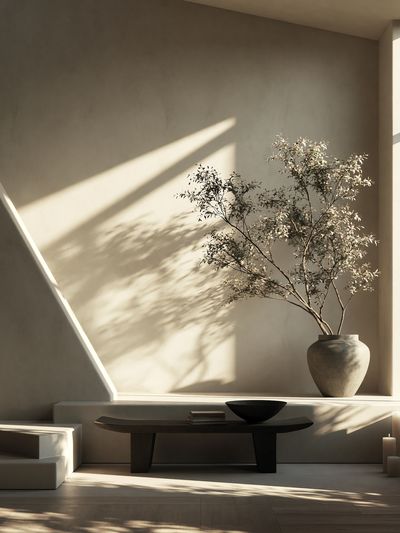 Sunlit Japandi Interior Print. poster