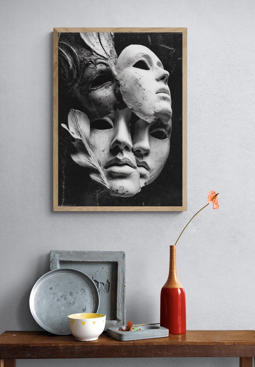 Abstract Mask Art Poster. — room view 3