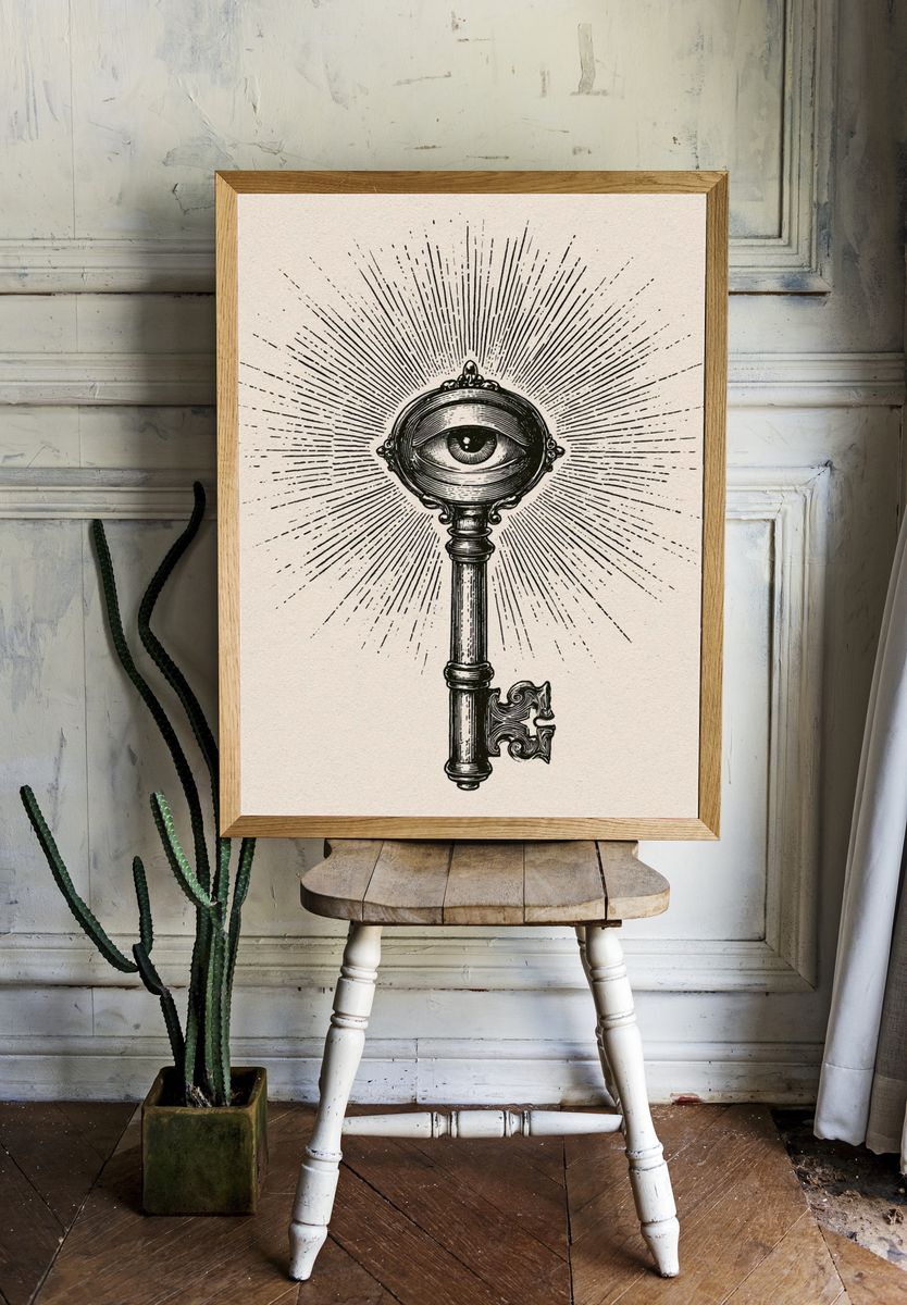 Mystic Eye Key Typography Print. room preview