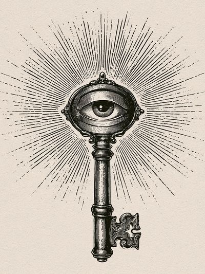Mystic Eye Key Typography Print.
