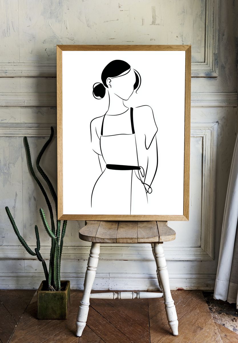 Minimalist Line Art Woman Poster. — room view 1