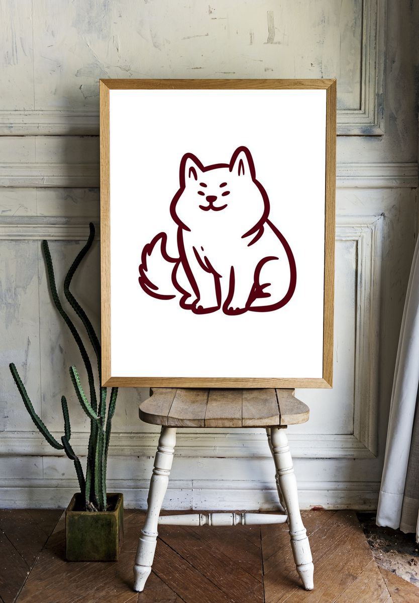 Cute Cat Line Art Poster. room preview