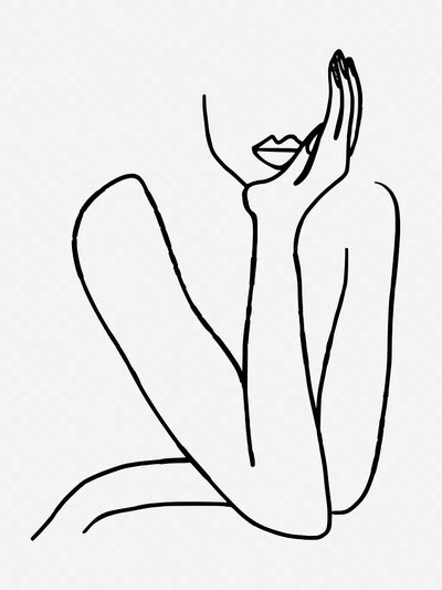 Line art woman, hand drawn.