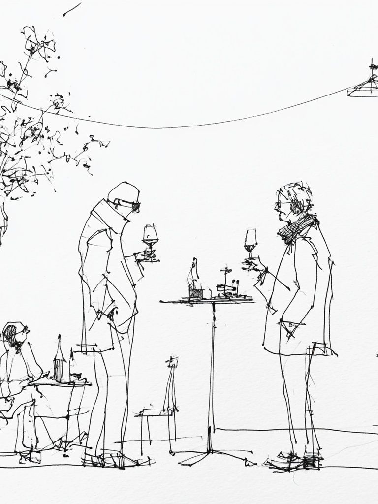 Cafe Sketch Line Art Poster. poster — minimalist art