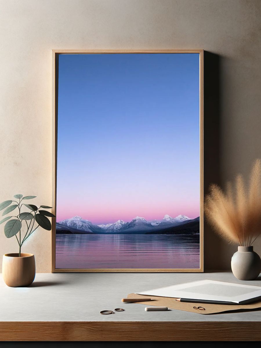 Mountain Lake at Dawn — Photography Print. — room view 2