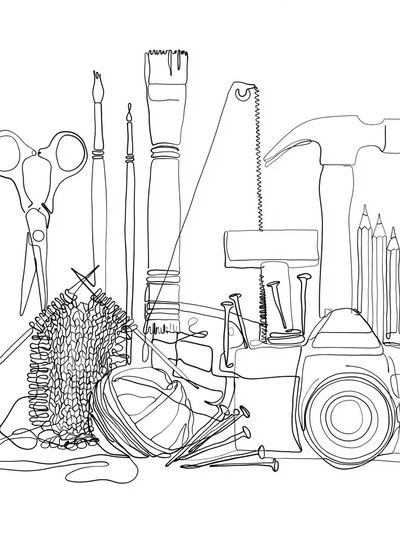 Craft Tools Line Art Poster. poster