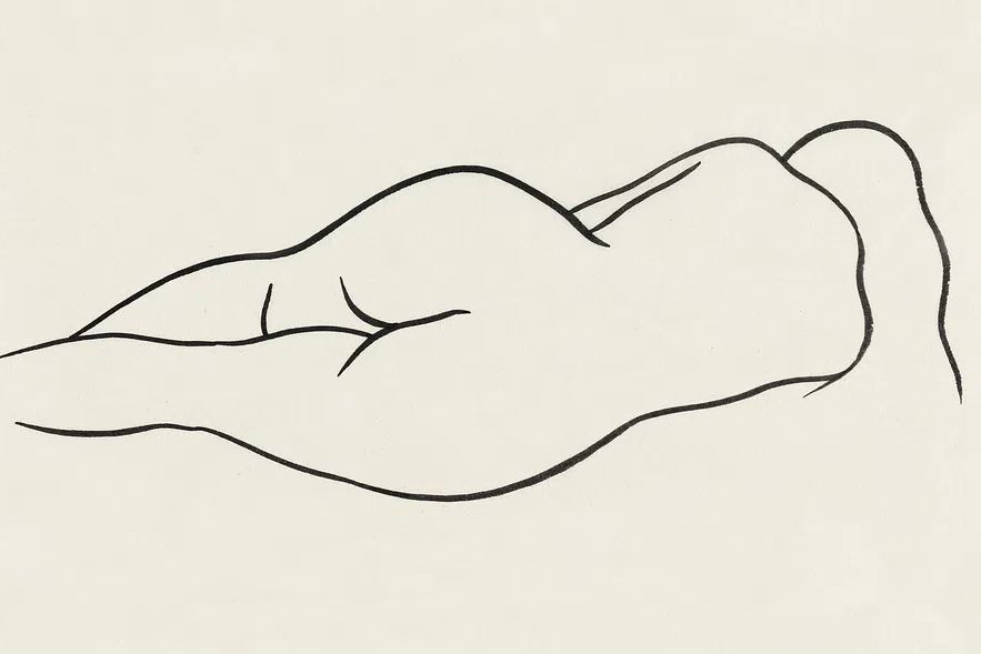 Naked woman showing her bottom. poster detail