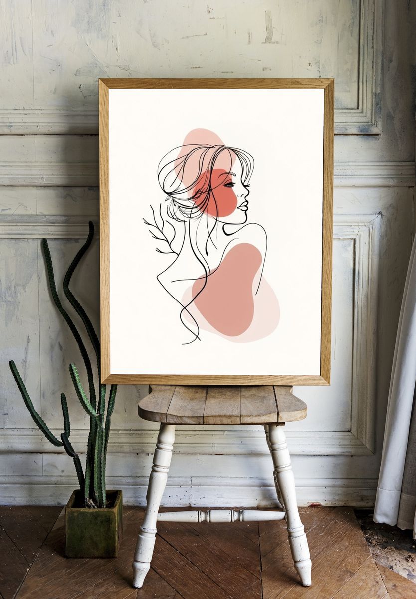 Minimalist Woman Line Art Poster. — room view 1