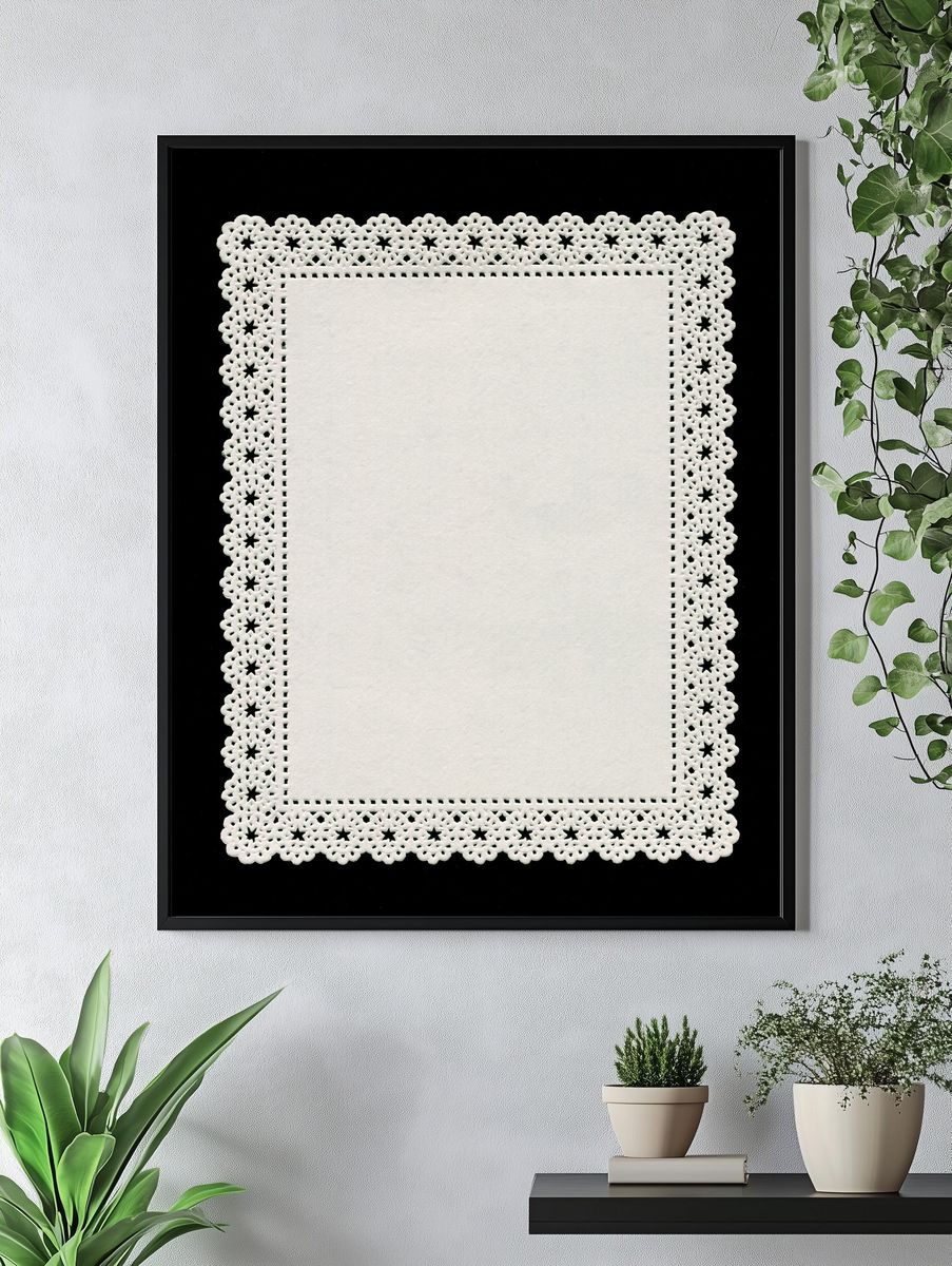 Lace Doily Border Minimalist Print. — room view 4