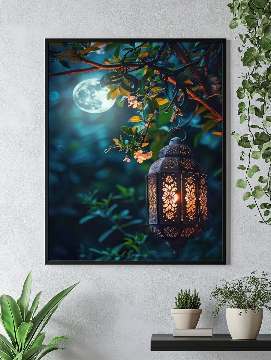 Moonlit Lantern — Nature Print. — room view 4