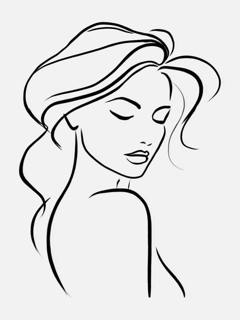 Elegant Woman Line Art Poster. poster — minimalist art