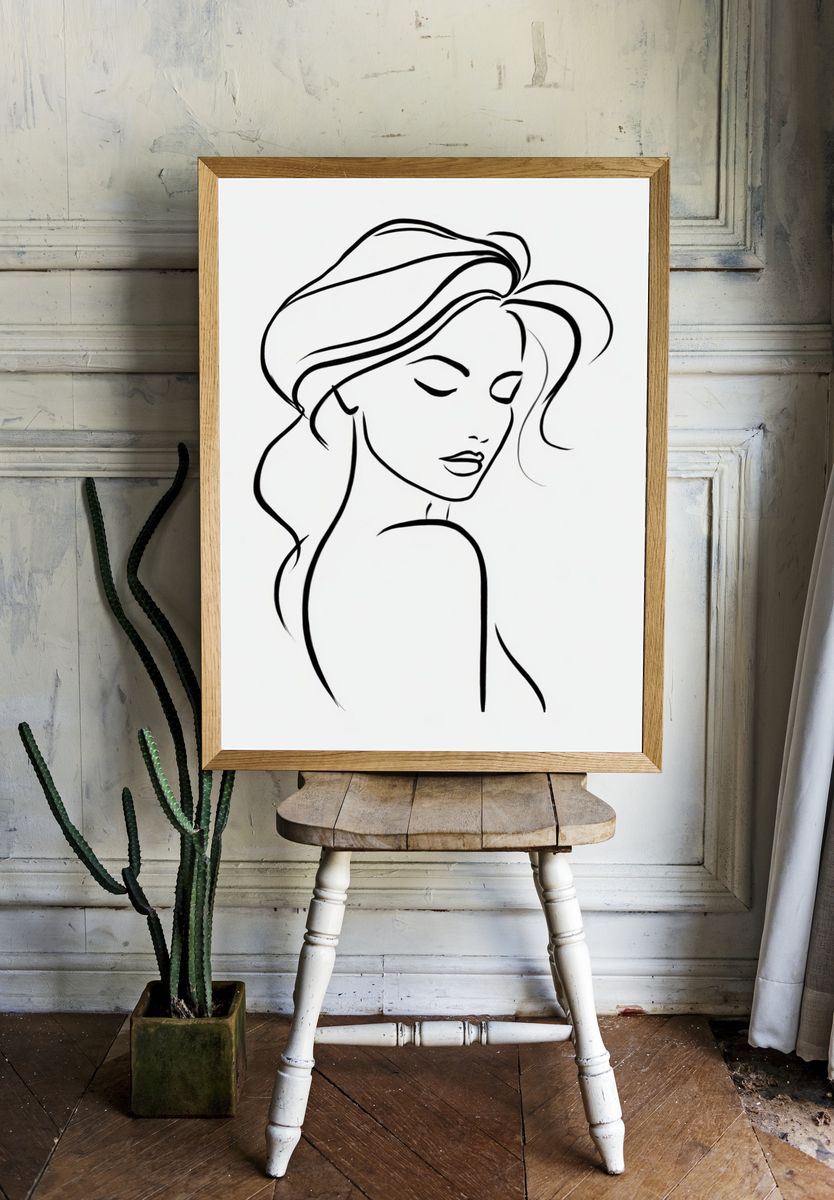 Elegant Woman Line Art Poster. room preview