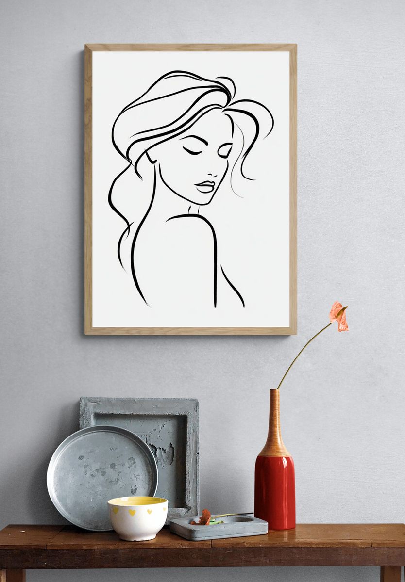 Elegant Woman Line Art Poster. — room view 3
