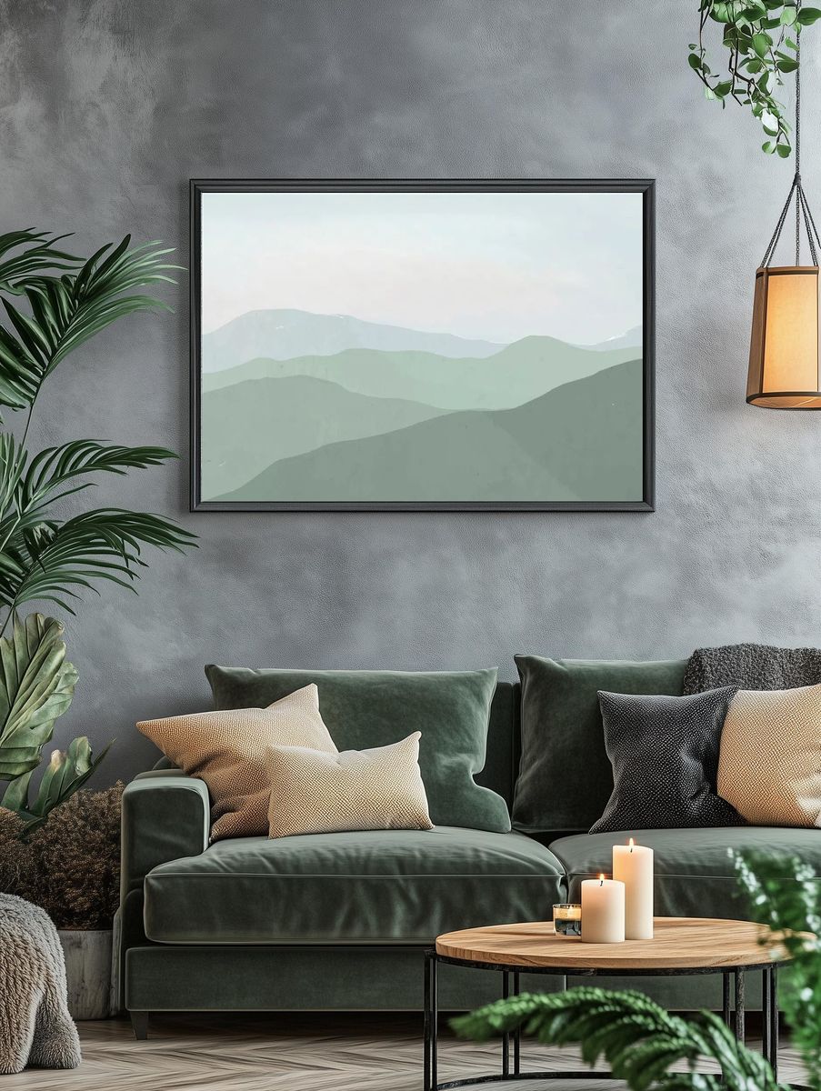 Serene Mountain Landscape Poster. — room view 4