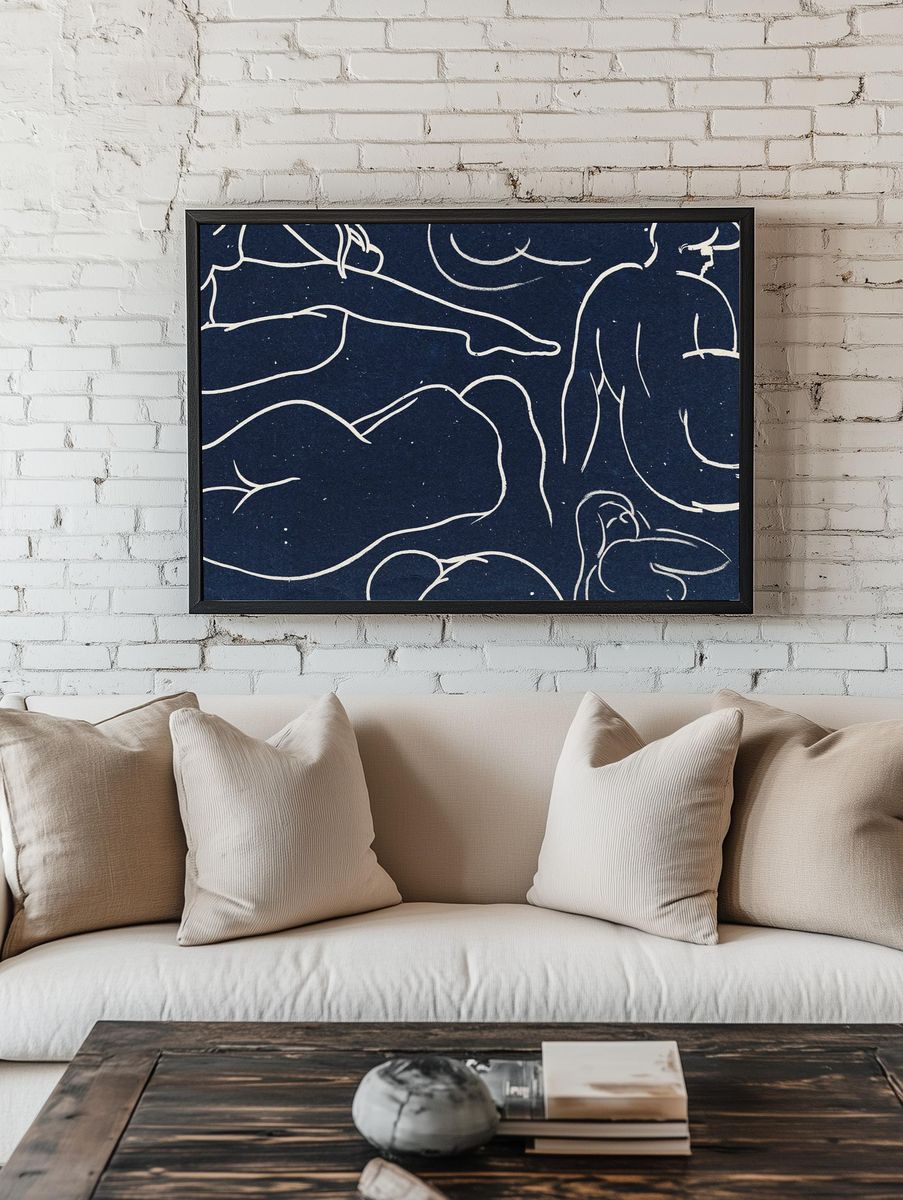 Nude lady drawing pattern background. — room view 1
